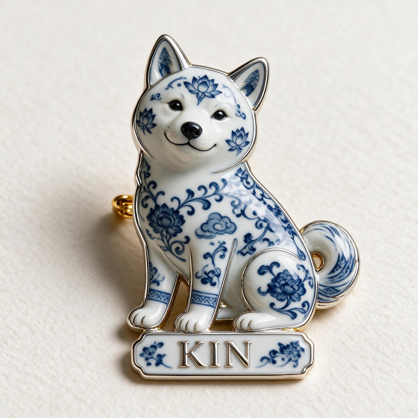 Personalisierte 3D-Relief-Emaille-Anstecknadel Japanischer Akita Inu
