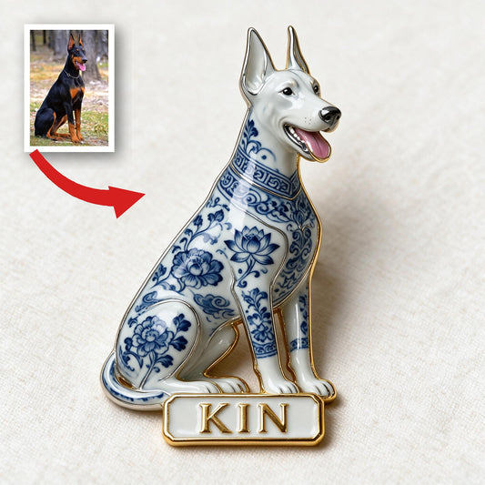 Personalisierte 3D-Relief-Emaille-Nadel im blauen und weißen Porzellan-Look