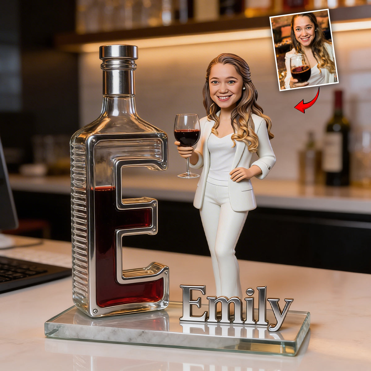 Personalized Black Grandma Holding Martini Custom Shaped Acrylic Plaque - Thoughtful Mom Gift Home Bar Desk Decor