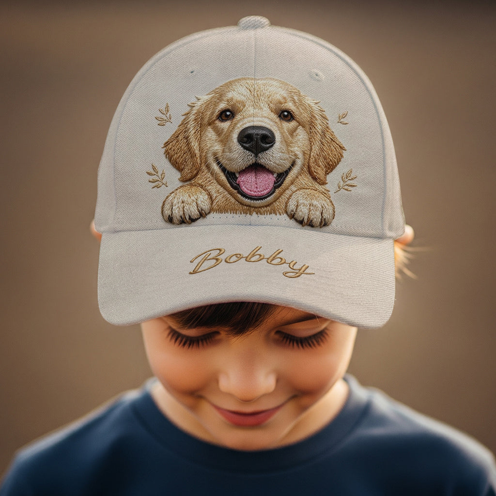 Personalized Peeking Golden Retriever Classic Cap, Custom Pet Hat Gift for Golden Retriever Owners and Dog Lovers