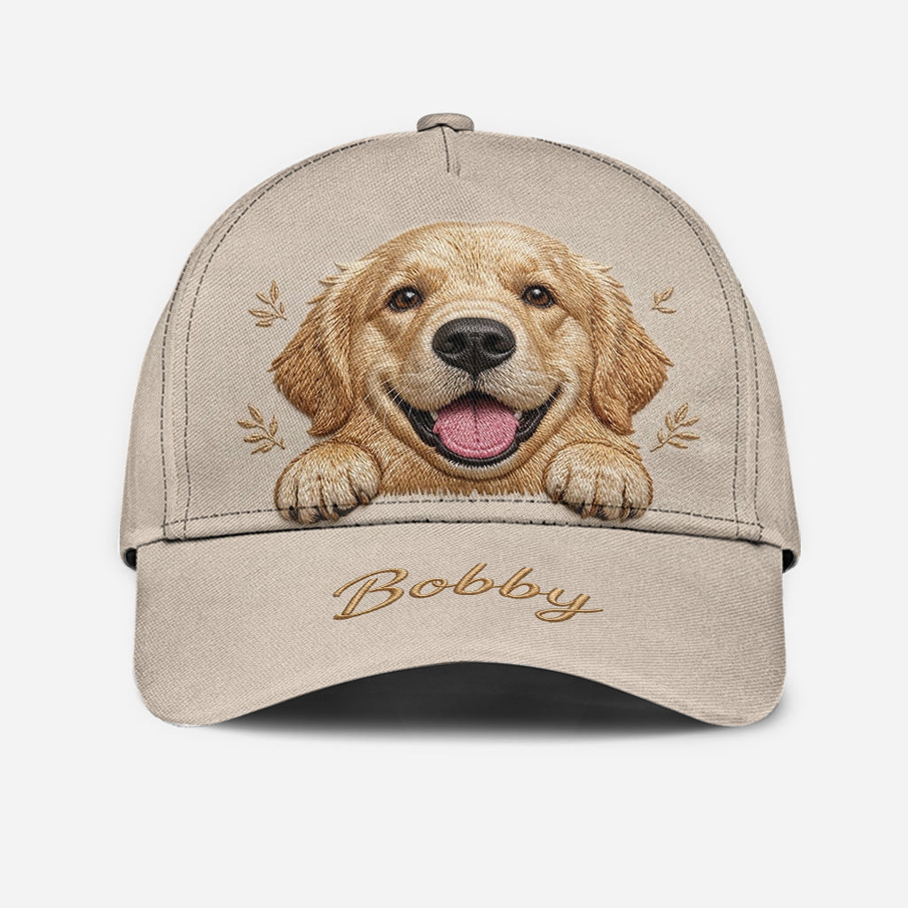 Personalized Peeking Fluffy Pomeranian Classic Cap Custom Embroidered Dog Owner Gift Outdoor Hat