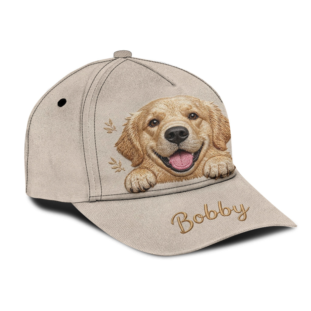 Personalized Peeking Yellow Labrador Retriever Classic Cap - Unique Custom Gift for Labrador Dog Owners