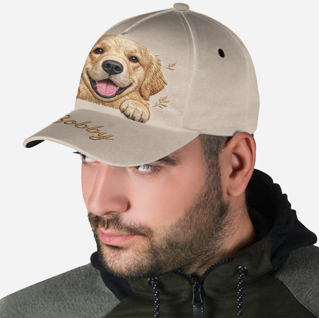 Personalized Peeking Tri-Color Australian Shepherd Classic Cap, Cute Custom Gift for Aussie Dog Owners