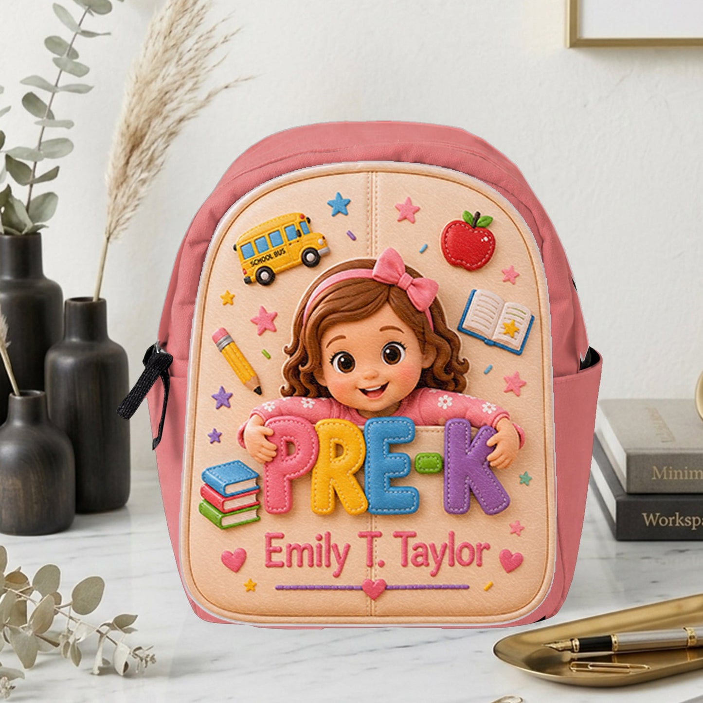 Cute 3D Curly Haired Little Black Girl Personalized Pre-K Backpack, Perfect Back To School Gift For Kids