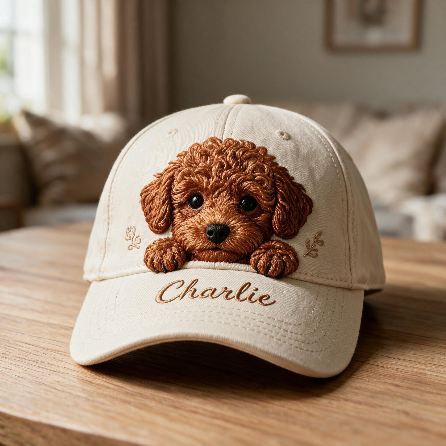 Personalized Embroidered Style Peeking Brown Poodle Classic Cap, Custom Gift for Poodle Lovers and Pet Owners