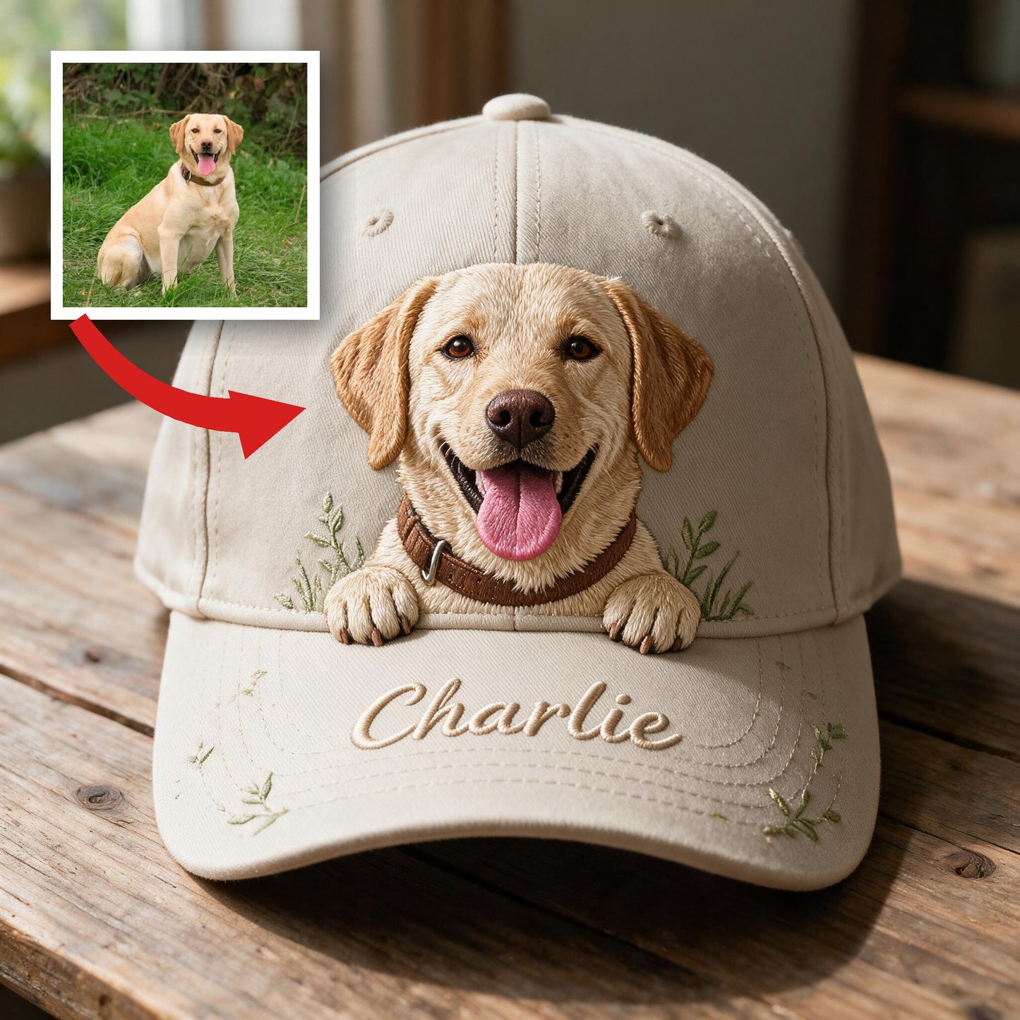 Personalized Peeking Yellow Labrador Retriever Classic Cap - Unique Custom Gift for Labrador Dog Owners