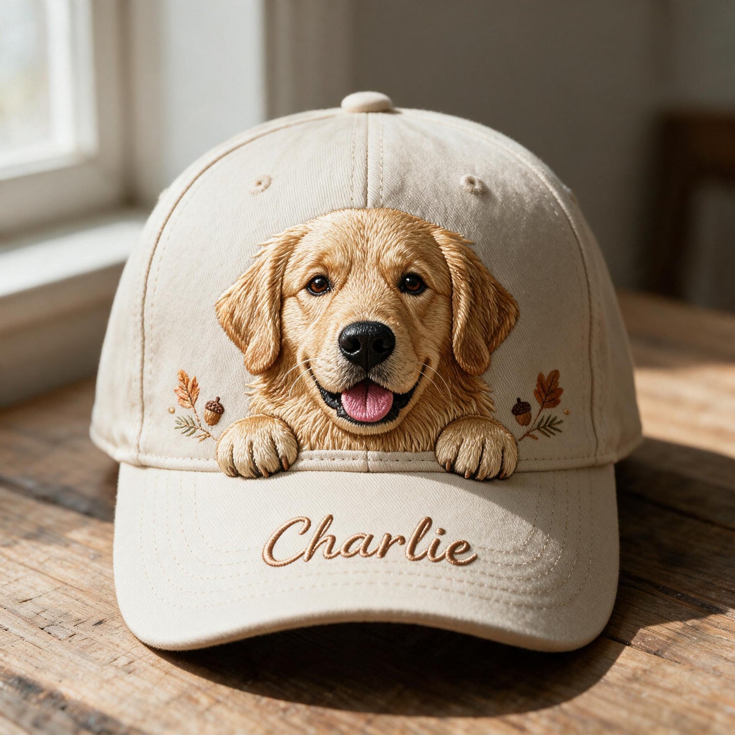 Personalized Peeking Golden Retriever Classic Cap, Custom Pet Hat Gift for Golden Retriever Owners and Dog Lovers