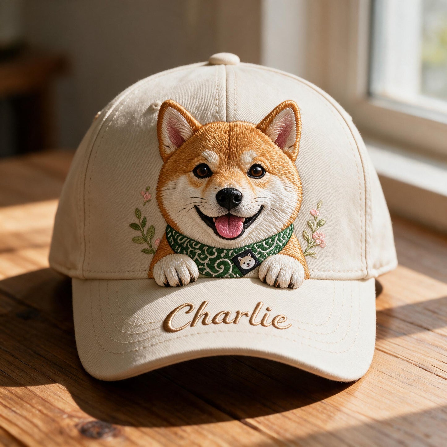 Personalized Embroidered Smiling Shiba Inu Classic Cap, Custom Dog Lover Gift Casual Outdoor Sun Hat