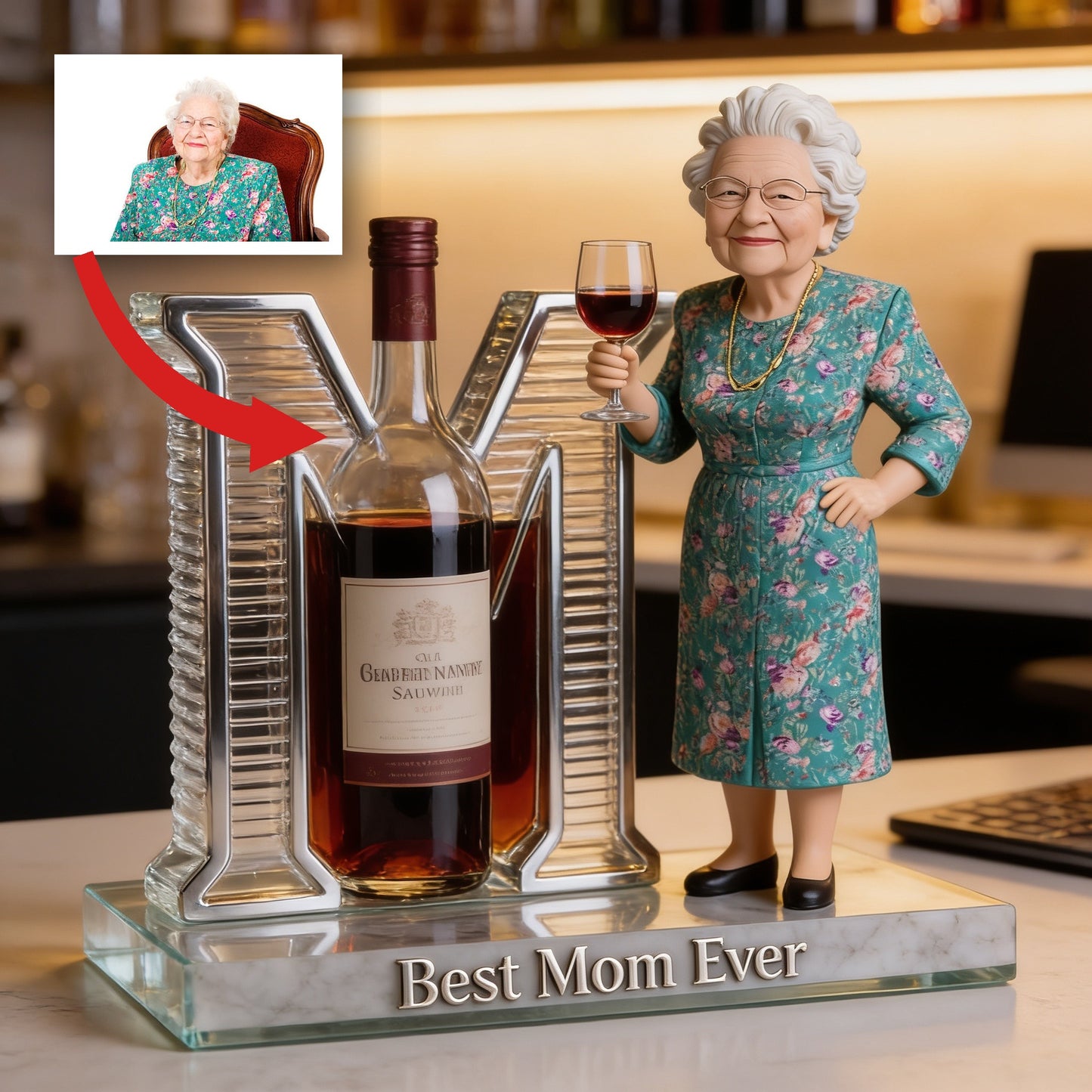 Best Mom Ever Custom Shaped Acrylic Plaque, Cute Senior Mom Wine Display, Thoughtful Mother Gift Desk Home Bar Display Decor