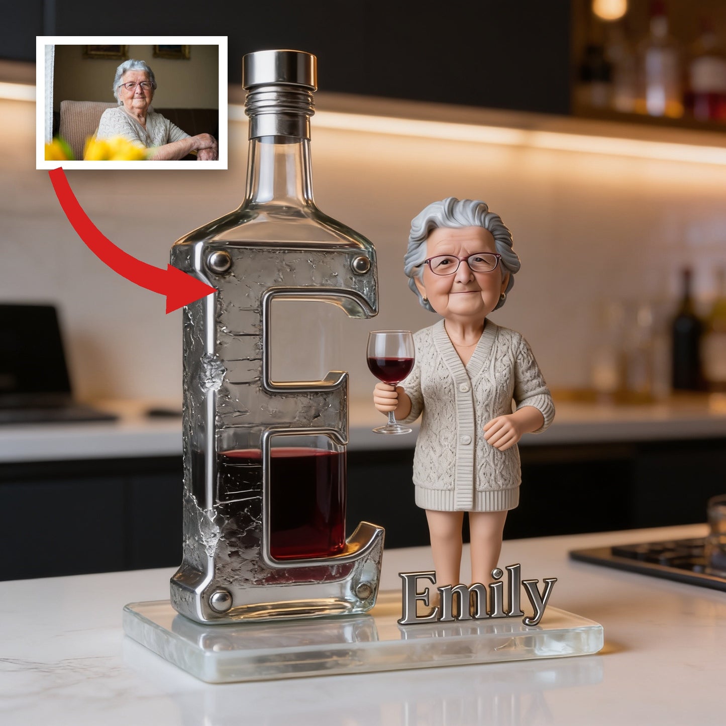 Personalized Wine Loving Grandma Custom Shaped Acrylic Plaque - Unique Mother's Day Gift Kitchen Bar Desk Decor