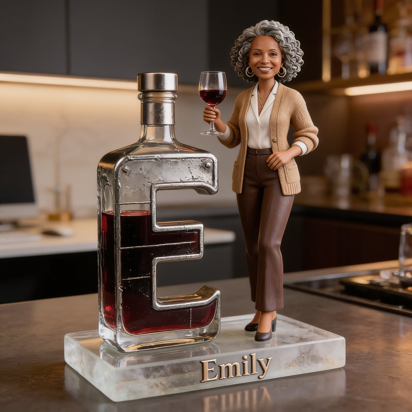 Personalized Wine Loving Latina Mom Custom Shaped Acrylic Plaque - Unique Home Bar Desk Decor Gift for Wine Enthusiast Mom