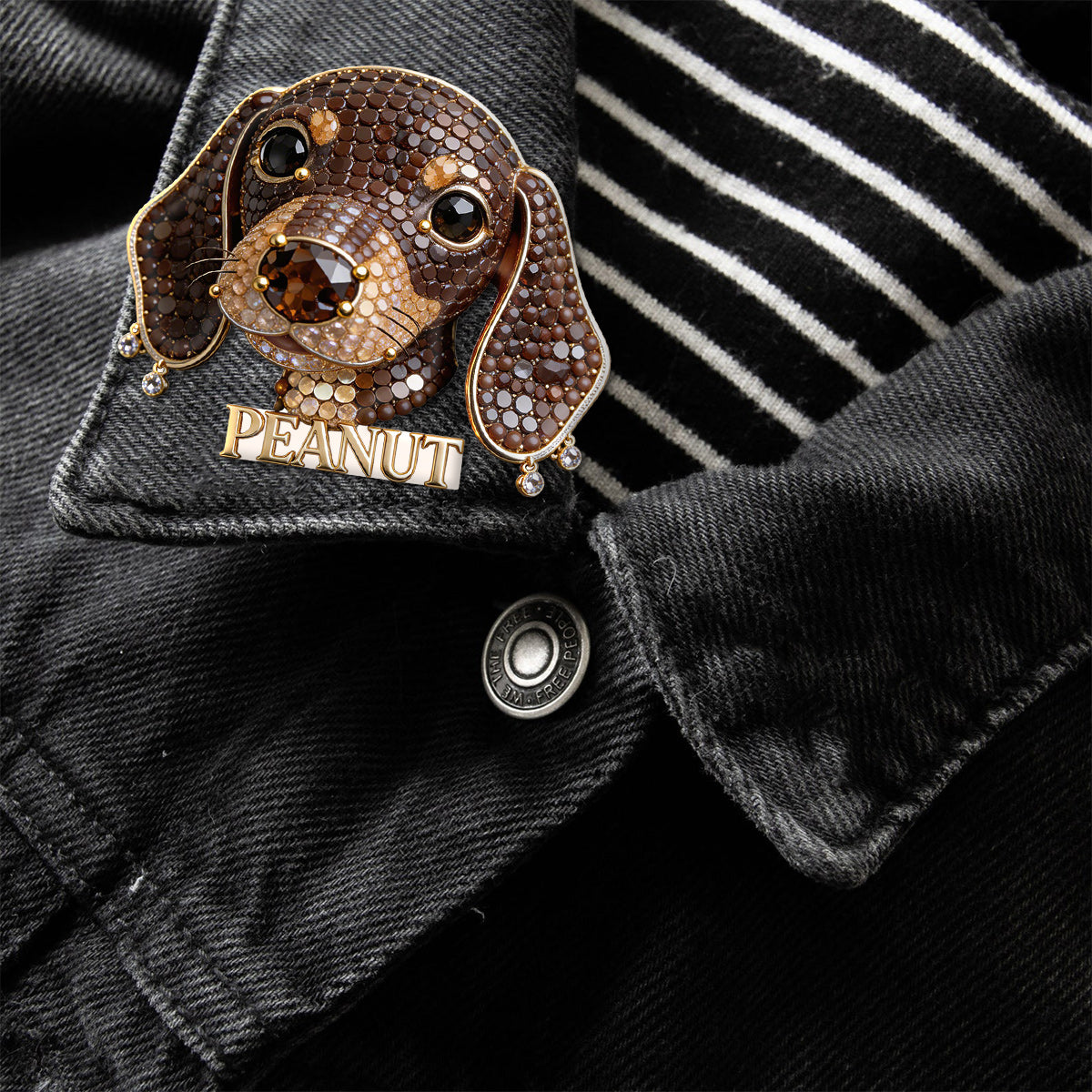 Personalized Jeweled Rottweiler Dog Pin, Unique Custom Gift for Rottweiler Owners Pet Lovers Jacket Backpack Accessory