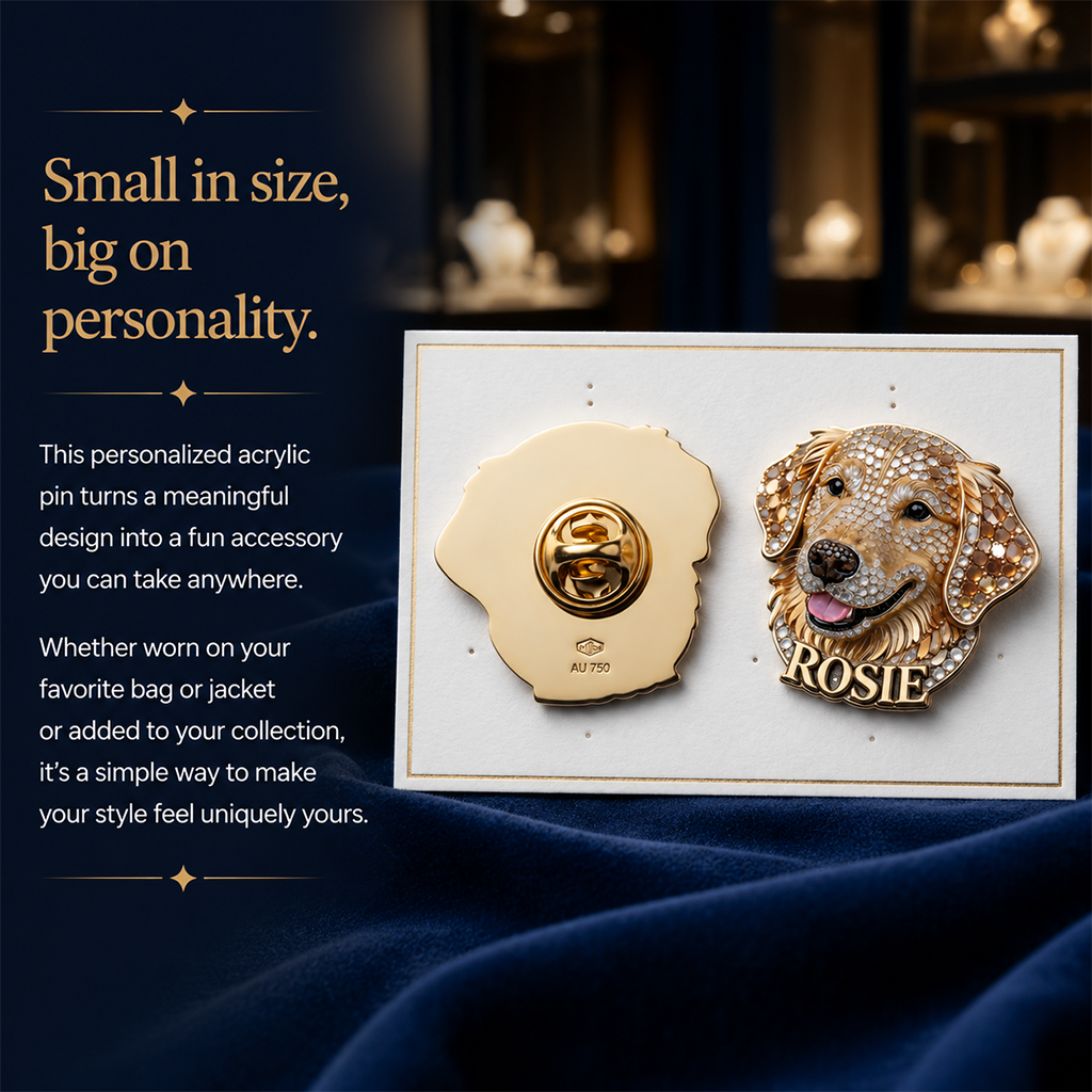 Personalized Sparkling English Bulldog Pin, Unique Custom Gift for Bulldog Owners and Pet Lovers