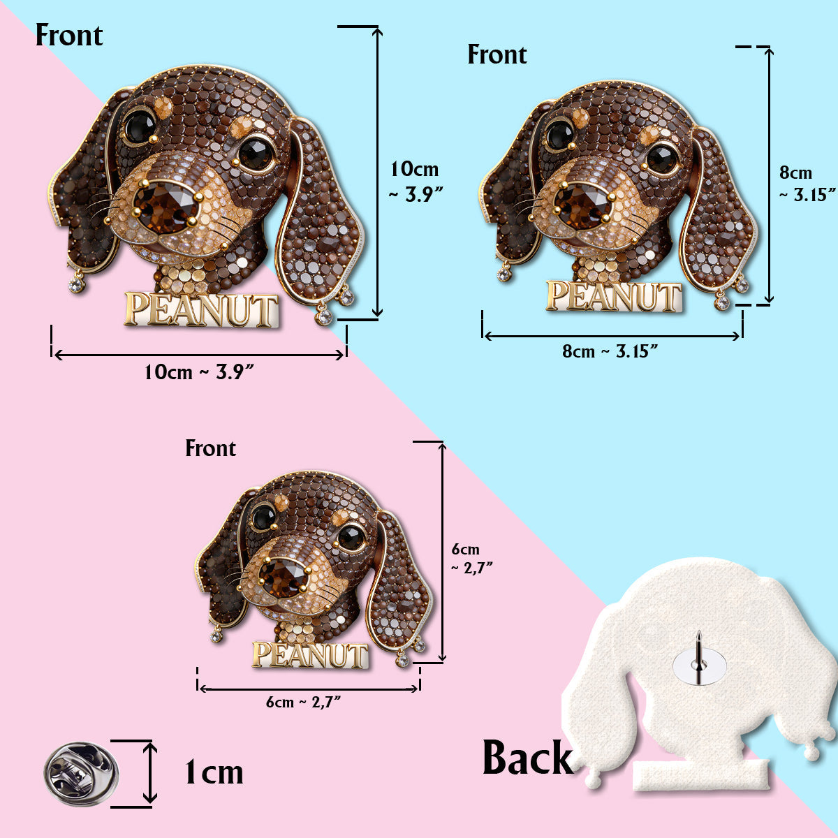 Personalized Sparkly Black Spotted Dalmatian Acrylic Pin - Unique Gift For Dalmatian Dog Lovers & Pet Owners