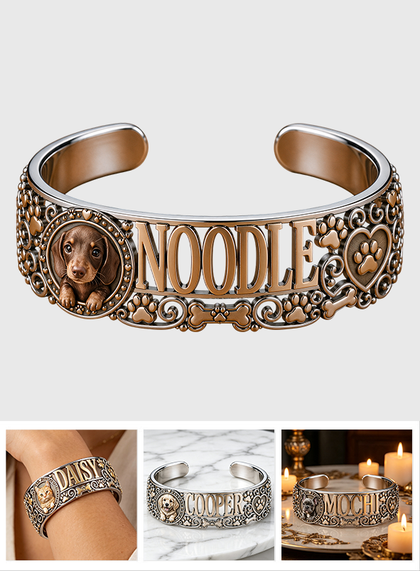 Personalized German Shepherd Custom Name Cuff Bracelet - I Love My Dog Pet Owner Jewelry Gift
