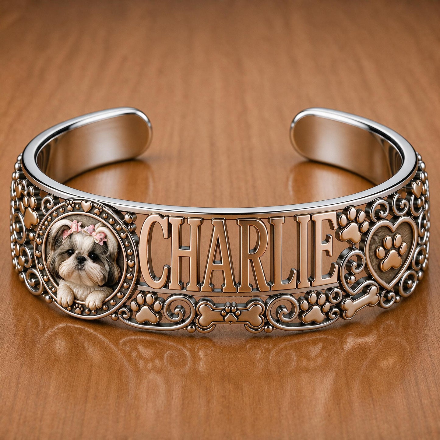 Personalisierbares süßes Shih Tzu Hund Armreif - Individuelles Namensgeschenk für Shih Tzu-Besitzer, Hundemütter und Tierliebhaber