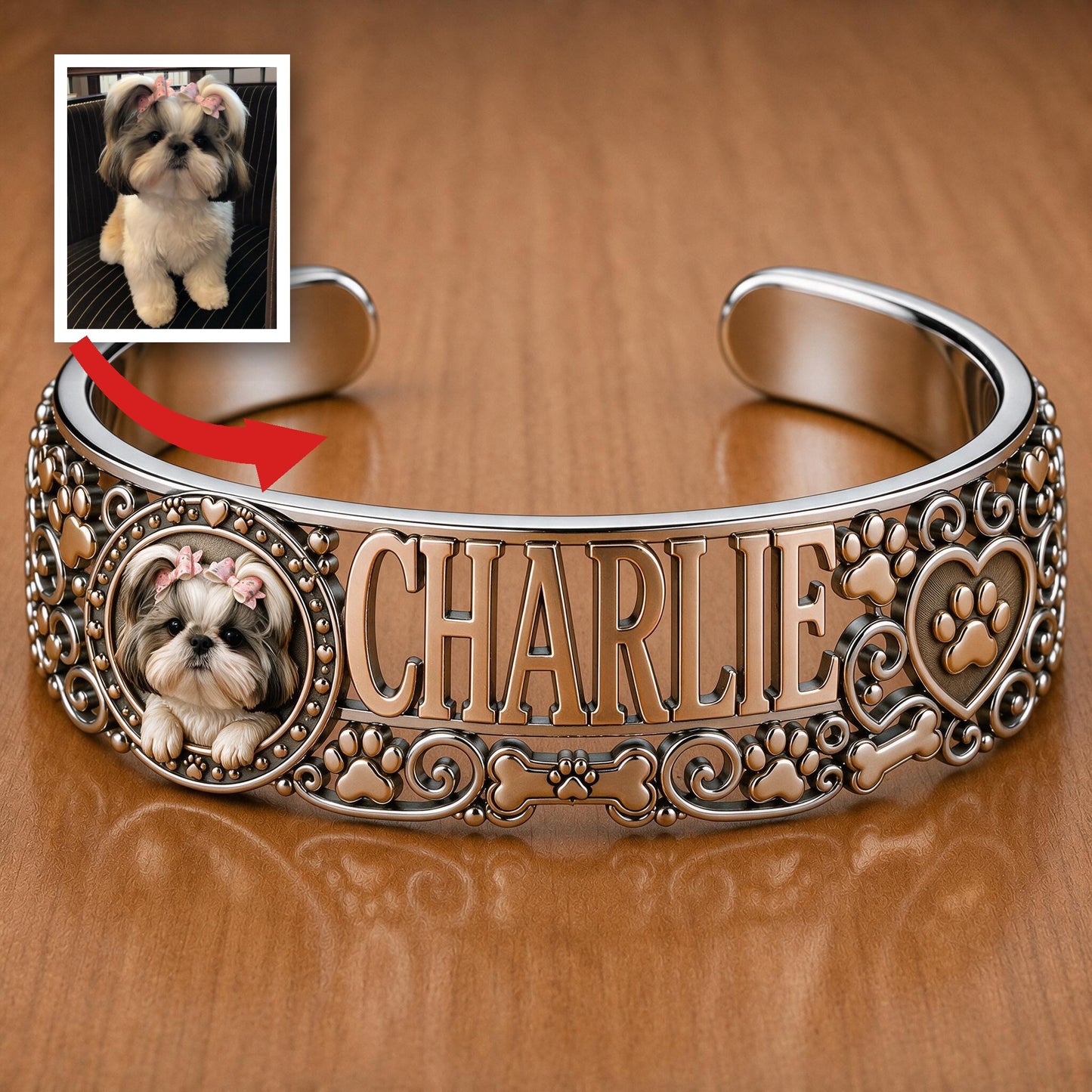 Personalisierbares süßes Shih Tzu Hund Armreif - Individuelles Namensgeschenk für Shih Tzu-Besitzer, Hundemütter und Tierliebhaber