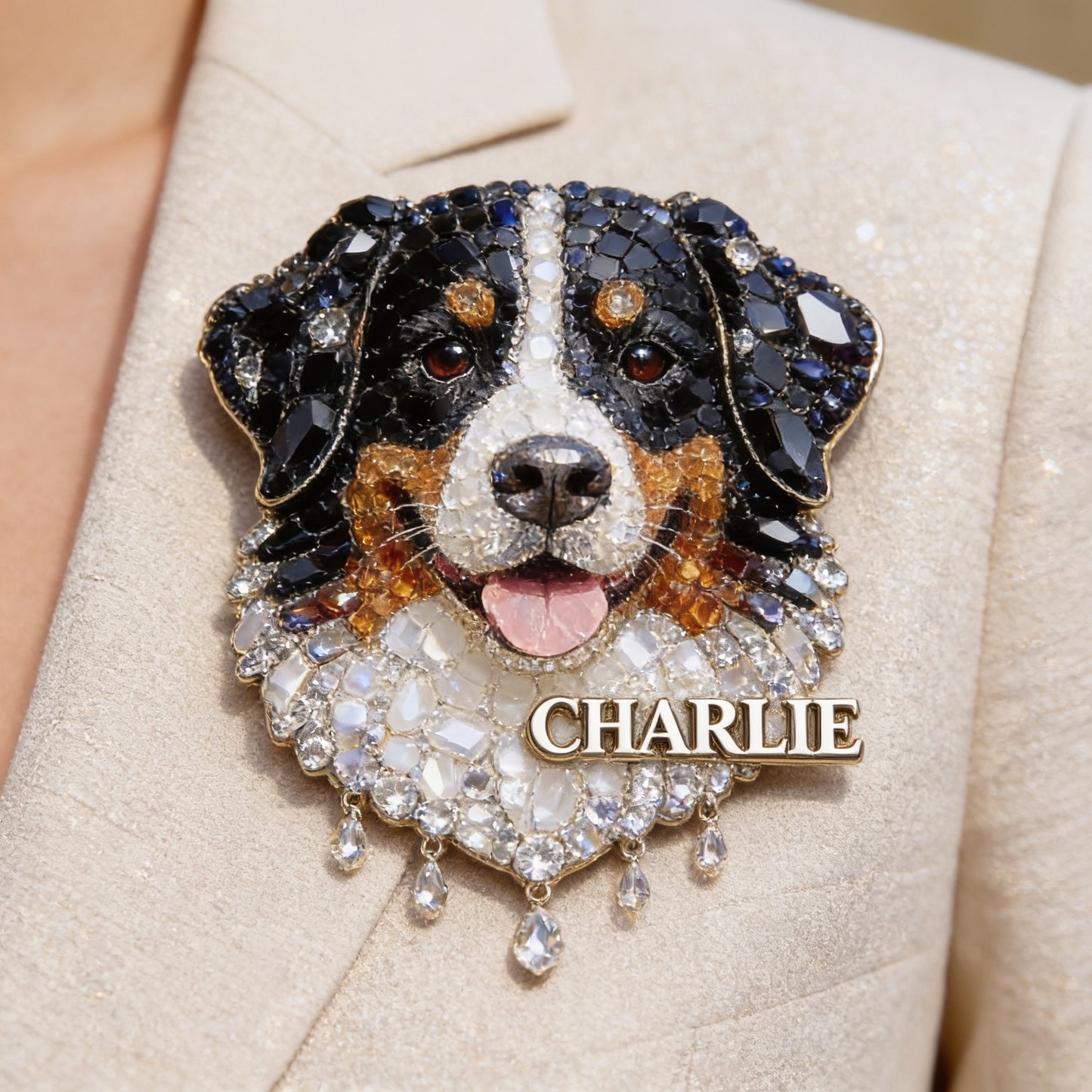 Personalized Rhinestone Australian Shepherd Pin Custom Dog Lover Gift Decorative Acrylic Pin For Jackets, Backpacks & Lanyards