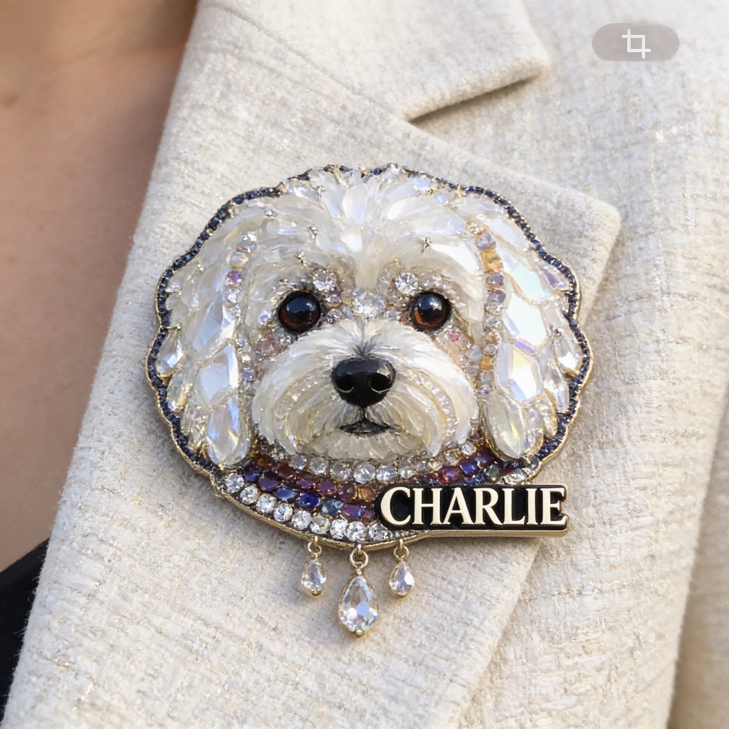 Personalized Sparkling White Maltese Dog Enamel Pin, Unique Custom Gift For Maltese Owners And Pet Lovers
