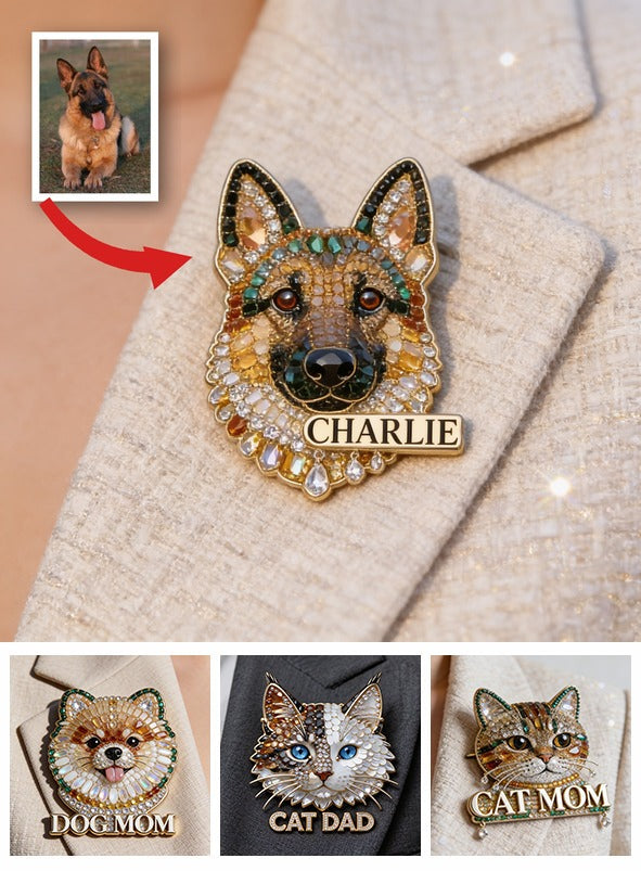 Personalized Sparkly German Shepherd Acrylic Pin, Unique Custom Gift For Dog Lovers And Pet Owners