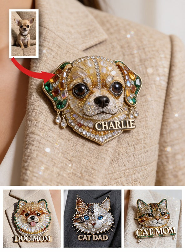 Personalized Tiny Jeweled Chihuahua Acrylic Enamel Pin, Unique Custom Gift for Chihuahua Pet Lovers