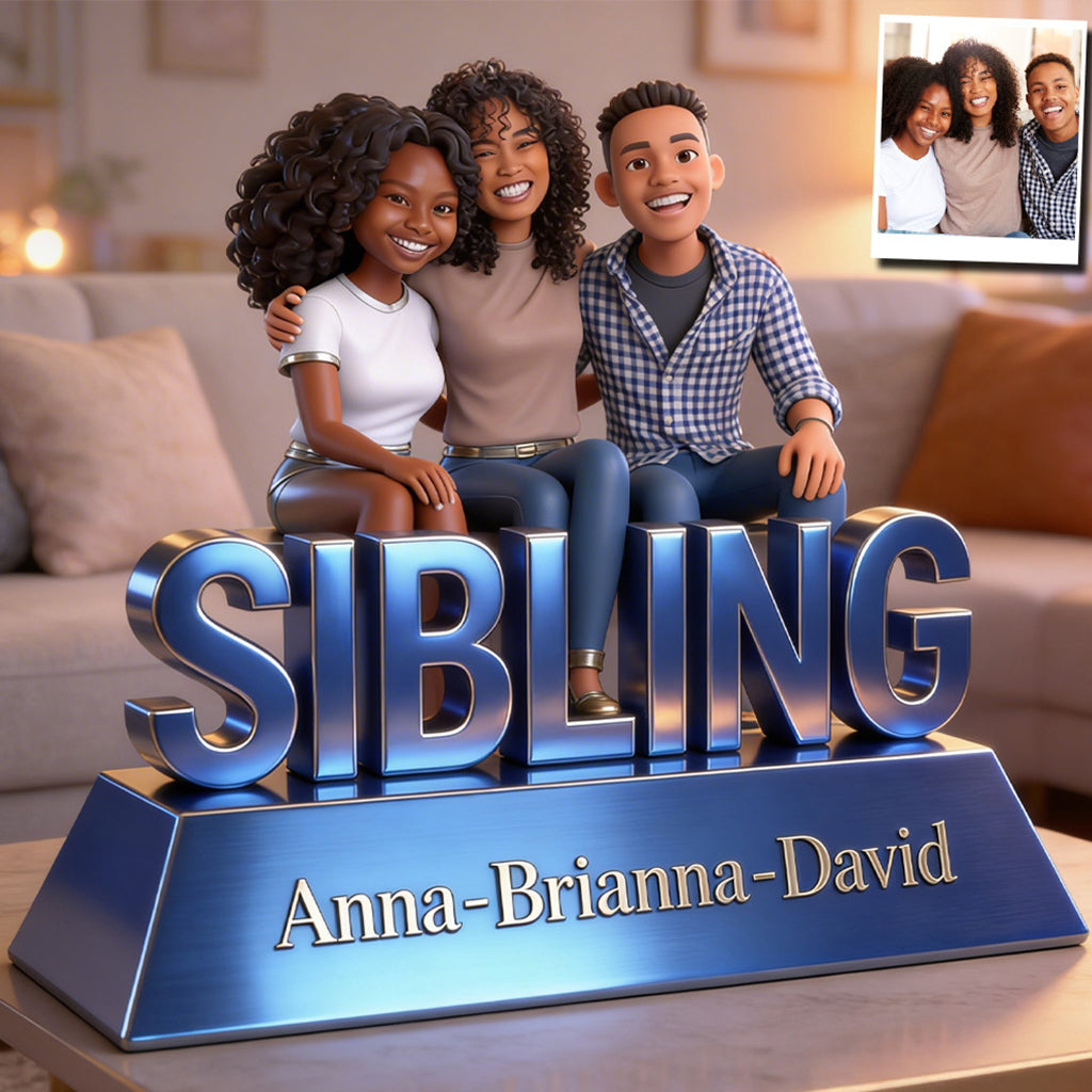 Personalized Sibling Forever Custom Shaped Acrylic Plaque, Cute Young Children Family Keepsake Gift for Home Desk Display