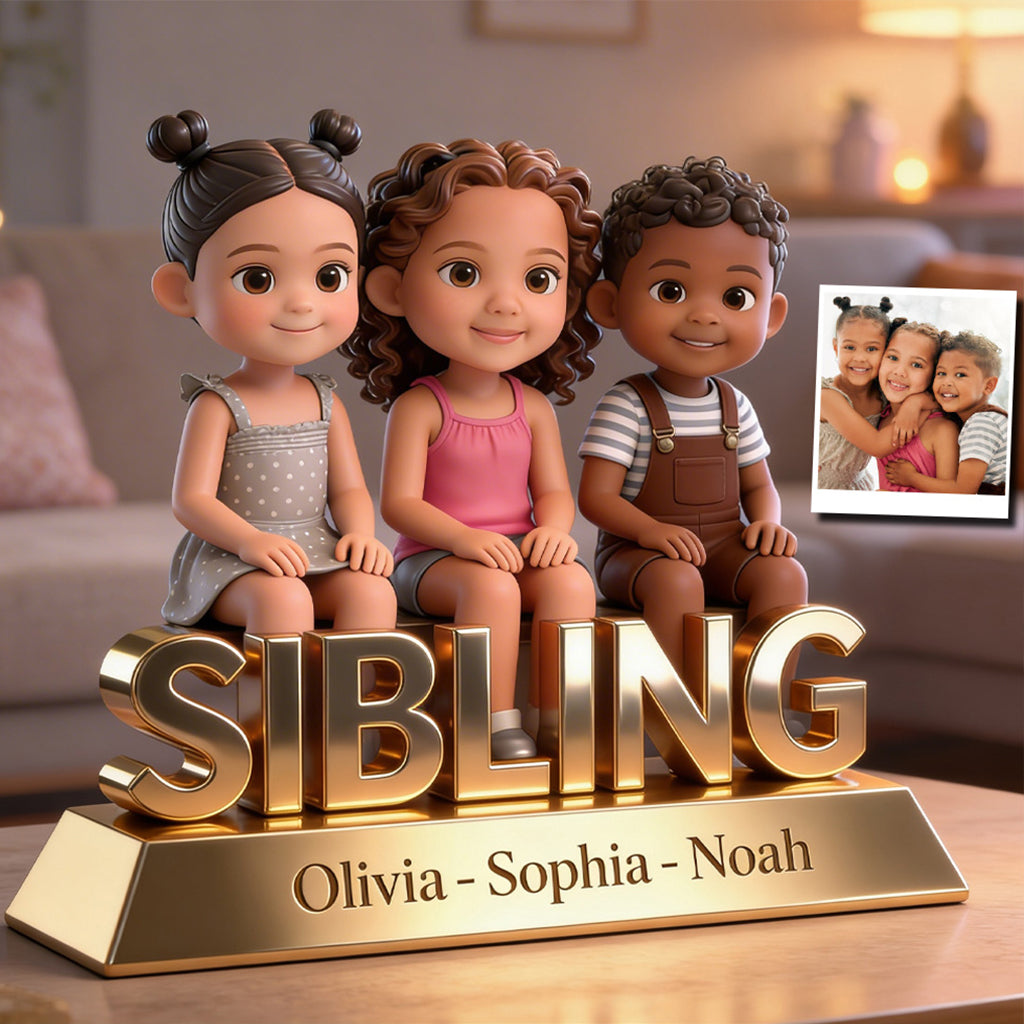 Sibling Forever Personalized Custom Shaped Acrylic Plaque | Cute Young Children Family Keepsake Gift for Desk Home Decor