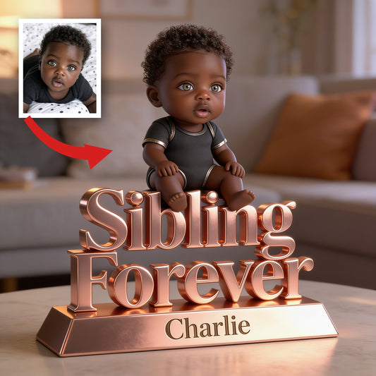 Personalized Sibling Forever Acrylic Plaque - Custom Keepsake with Three Young Children, Heartwarming Family Gift for Home Desk Display
