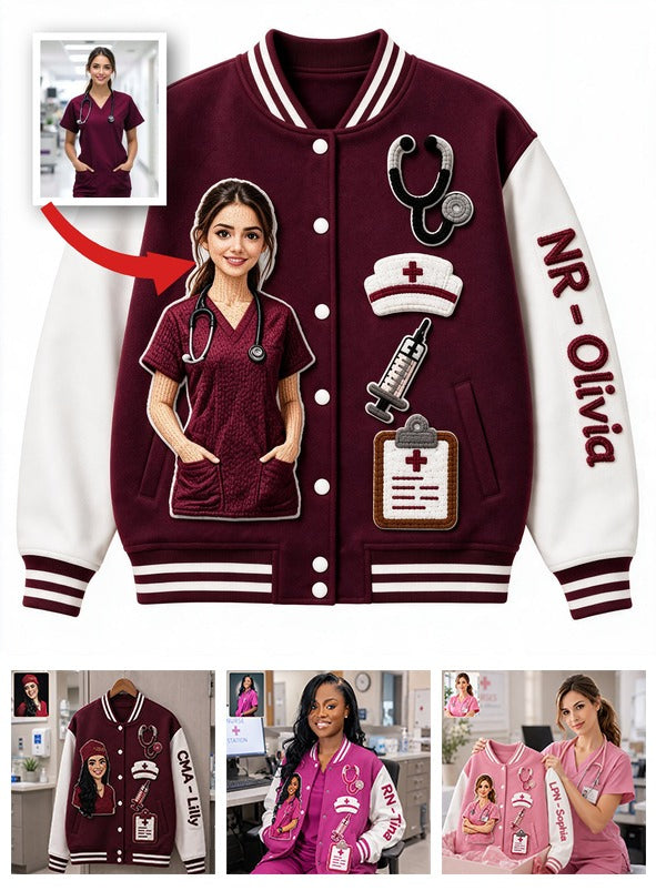 Personalized Nurse Varsity Jacket Custom Nurse Life Appreciation Gift For NR Healthcare Worker Casual Streetwear