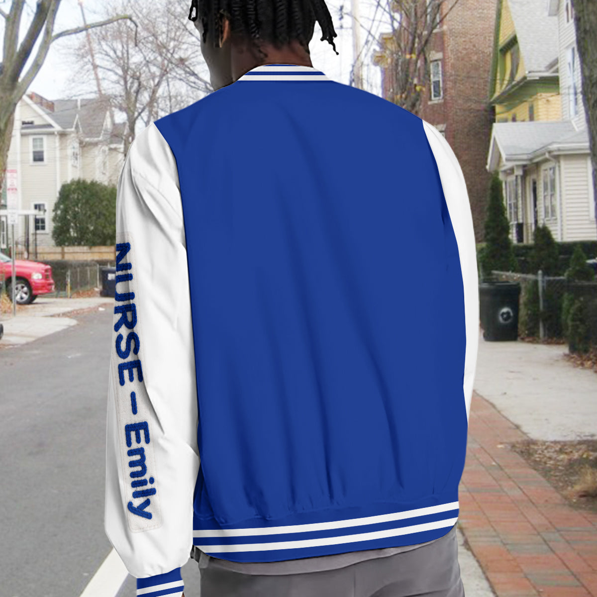 Personalized Custom Photo Old Black Nurse Varsity Jacket, Unique Nurse Life Appreciation Gift for CNA Healthcare Workers