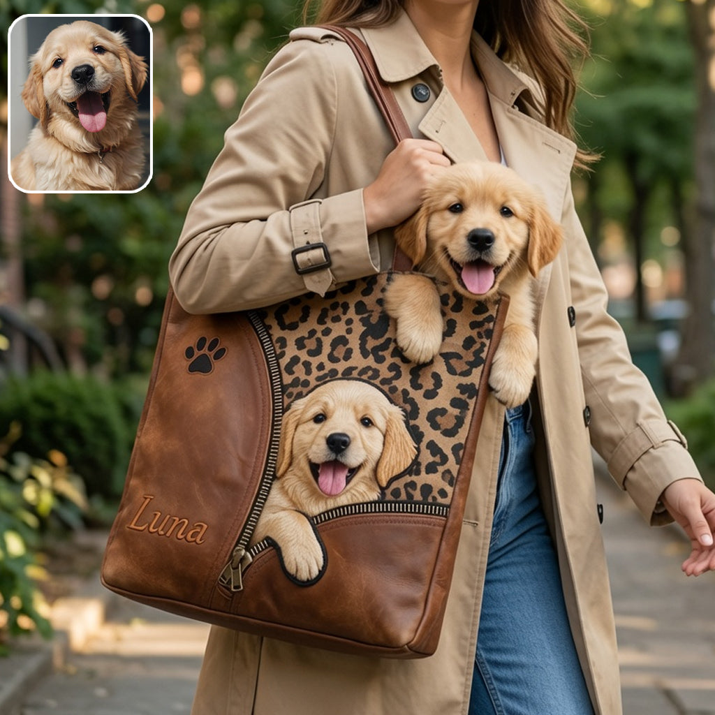 Personalized Peeking German Shepherd Tote Bag Custom Dog Owner Gift Pet Lover Shoulder Bag for Work Travel Shopping