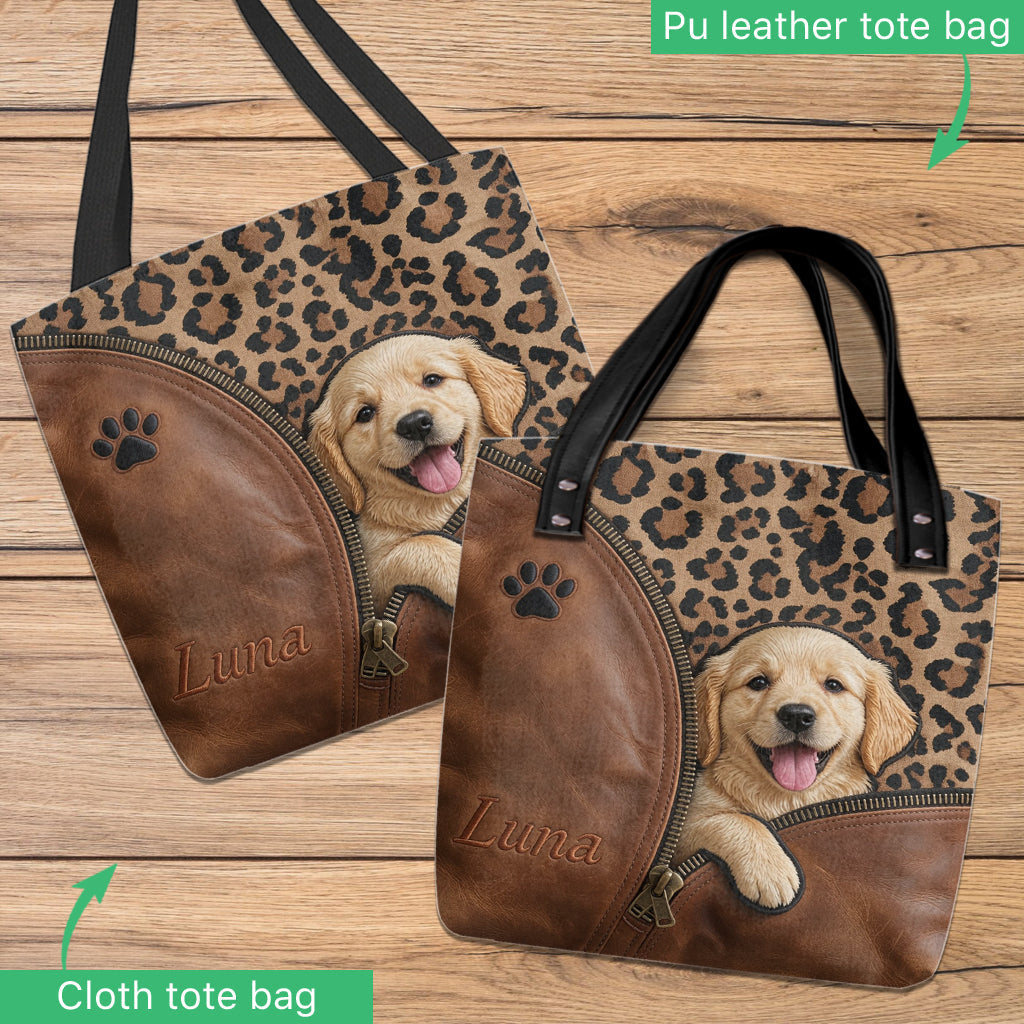Personalized Fluffy Toy Poodle Peeking Tote Bag Custom Dog Lover Gift for Poodle Parent Work Shopping Travel Carryall