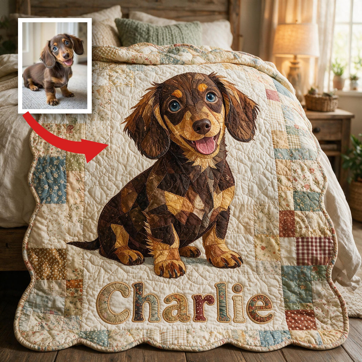 Personalized Short-Legged Dachshund Patchwork Fleece Blanket, Cozy Custom Gift for Dachshund Owners and Dog Lovers