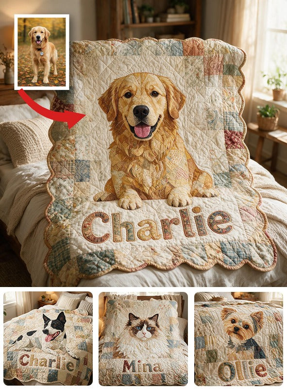 Personalized Happy Golden Retriever Patchwork Fleece Blanket, Cozy Gift for Golden Retriever Owners and Dog Lovers