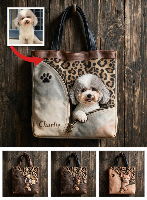 Personalized Fluffy Toy Poodle Peeking Tote Bag Custom Dog Lover Gift for Poodle Parent Work Shopping Travel Carryall