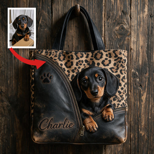 Personalisierte Peeking Schwarz und Tan Dachshund Tragetasche Geschenk für Dachshund-Besitzer und Hundefreunde