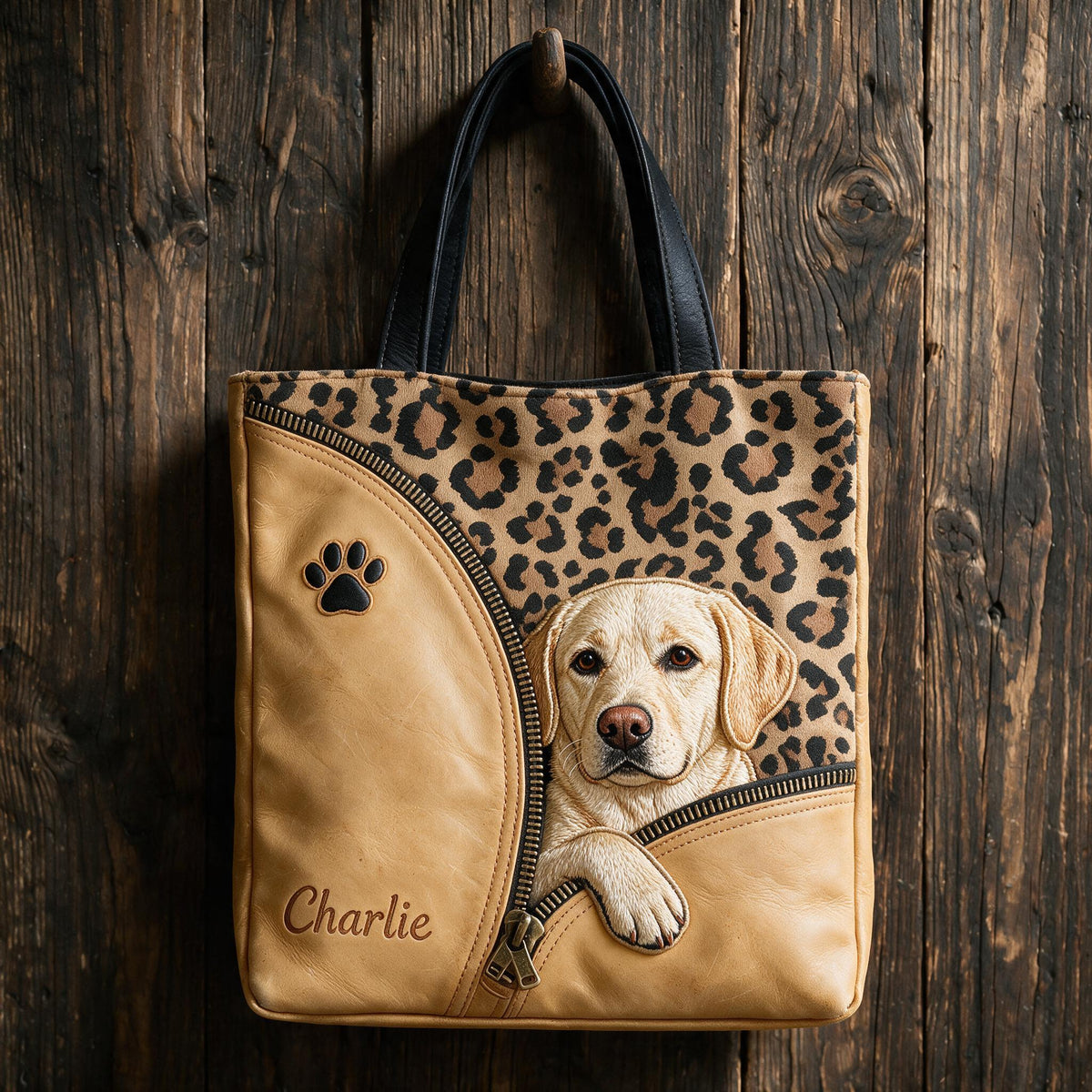 Personalized Yellow Labrador Retriever Peeking Tote Bag Custom Gift for Lab Dog Lovers and Pet Owners