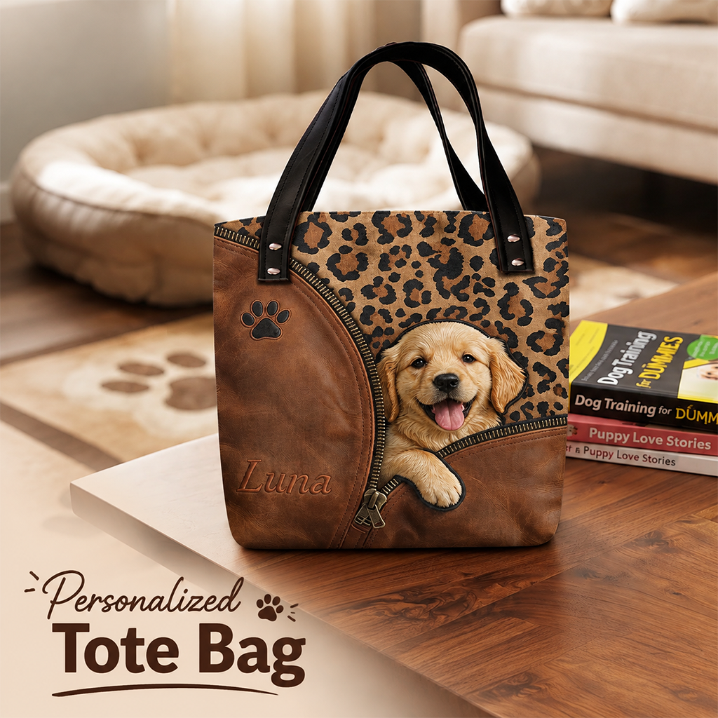 Personalized Peeking Black Labrador Retriever Tote Bag, Custom Dog Lover Gift for Lab Owner Everyday Carryall
