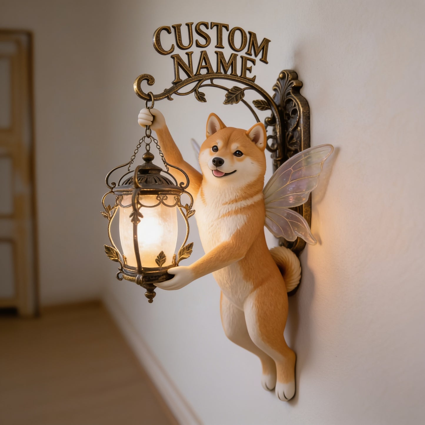 Personalized Fairy Shiba Inu Wall Mount Sign - Whimsical Custom Name Home Decor Gift for Shiba Inu Lovers