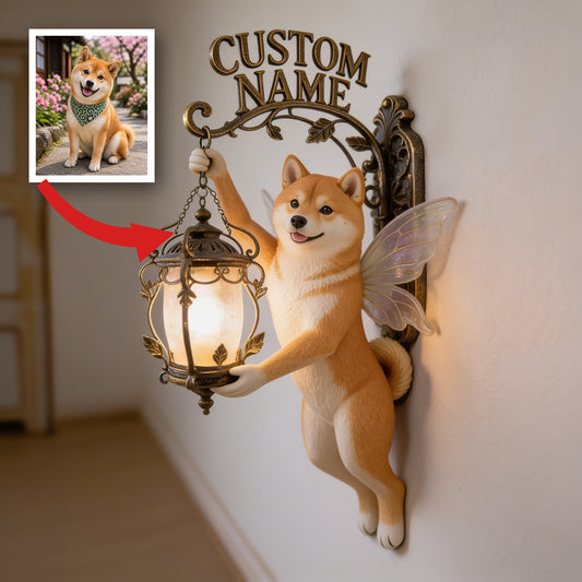 Personalized Fairy Shiba Inu Wall Mount Sign - Whimsical Custom Name Home Decor Gift for Shiba Inu Lovers