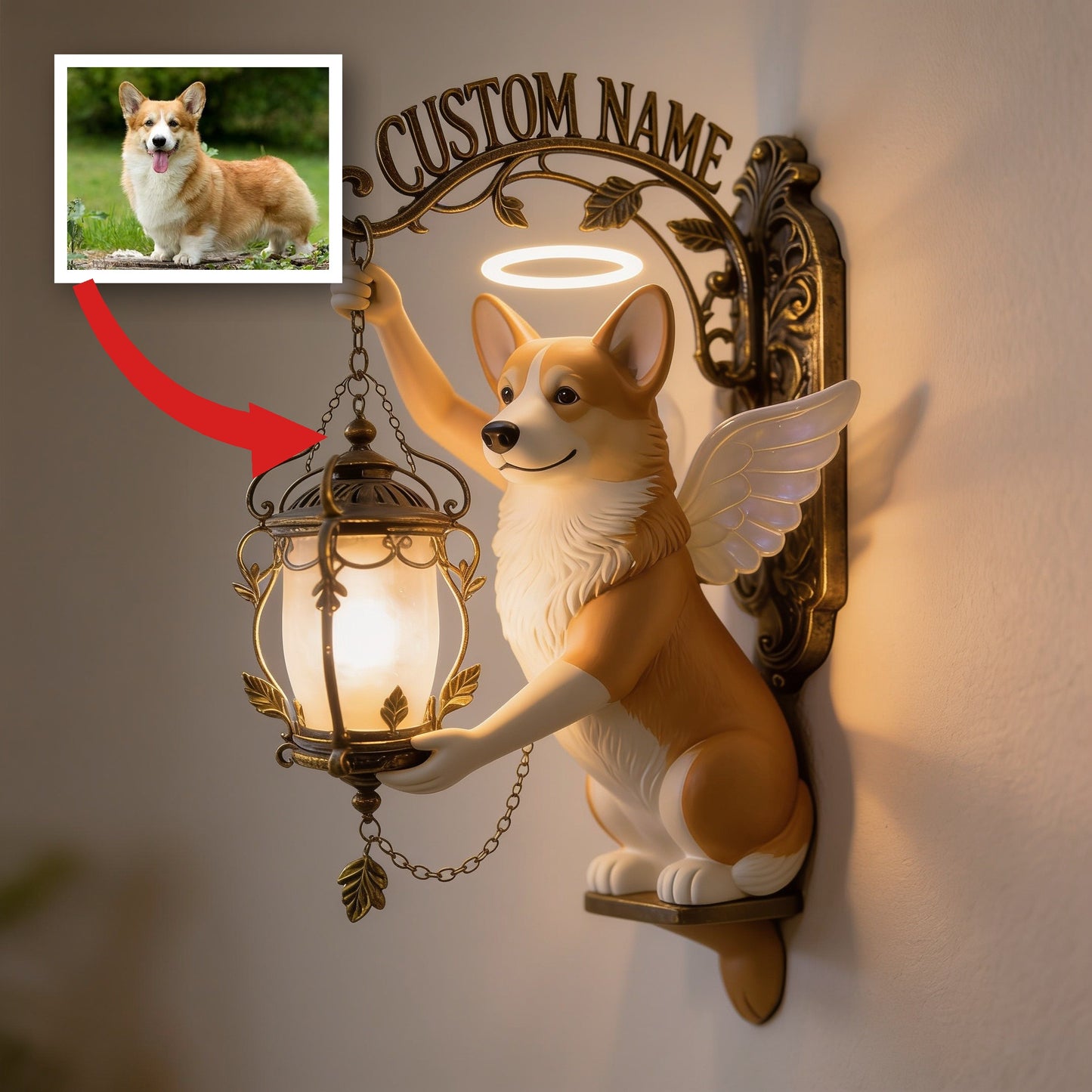 Personalized Angel Welsh Corgi Wooden Wall Mount Sign - Custom Pet Decor Gift for Corgi Dog Lovers