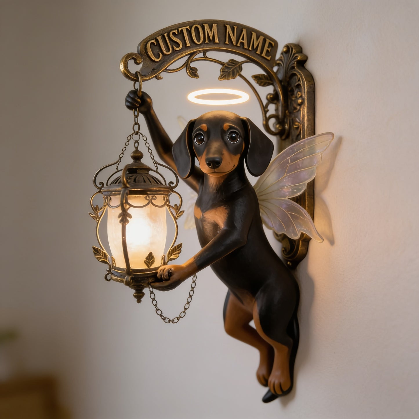 Personalized Angel Dachshund Wooden Wall Mount Sign - Unique Pet Lover Home Decor Gift for Dachshund Owners