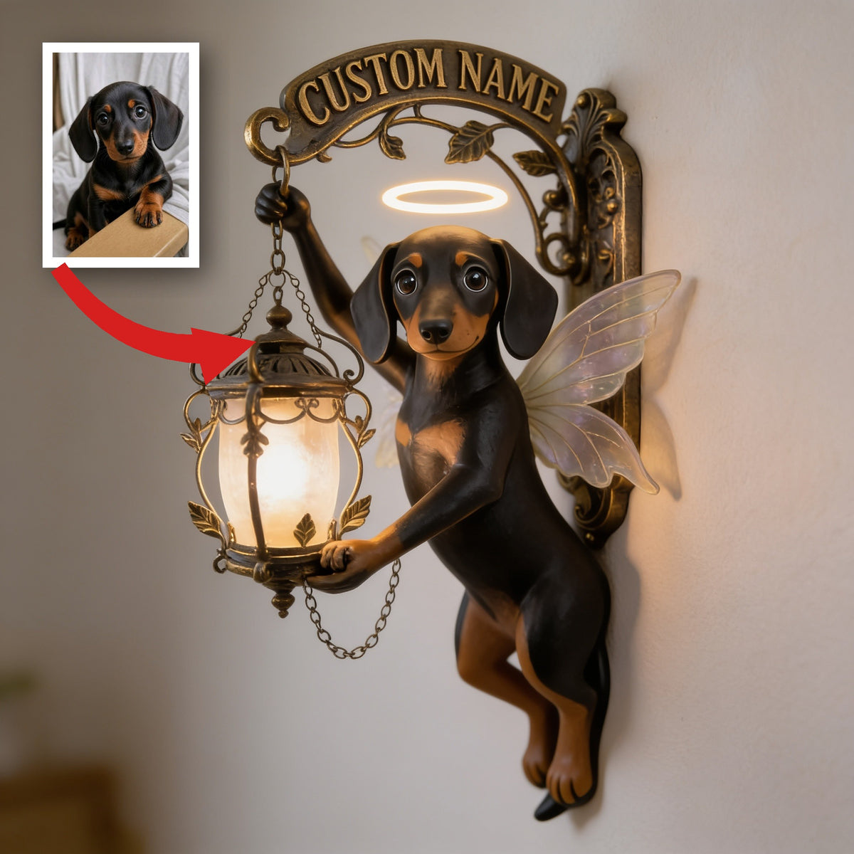 Personalized Angel Dachshund Wooden Wall Mount Sign - Unique Pet Lover Home Decor Gift for Dachshund Owners