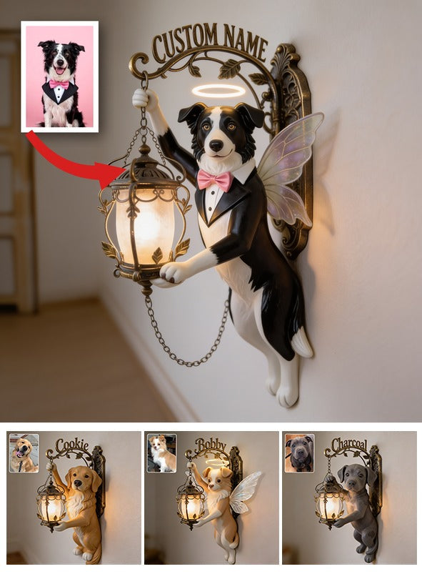 Dogs Brighten My Life - Personalized Black and White Border Collie Fairy Wooden Wall Mount Sign, Unique Dog Lover Home Decor Gift
