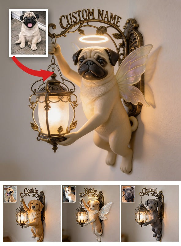 Personalized Fairy Angel Pug Wooden Wall Mount Sign - Cute Dog Home Decor Gift for Pug Owners and Pet Lovers