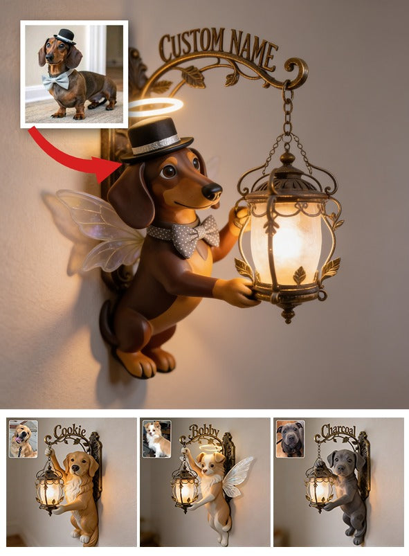 Personalized Dapper Dachshund Angel Wooden Wall Mount Sign - Cute Dog Lover Home Decor Gift