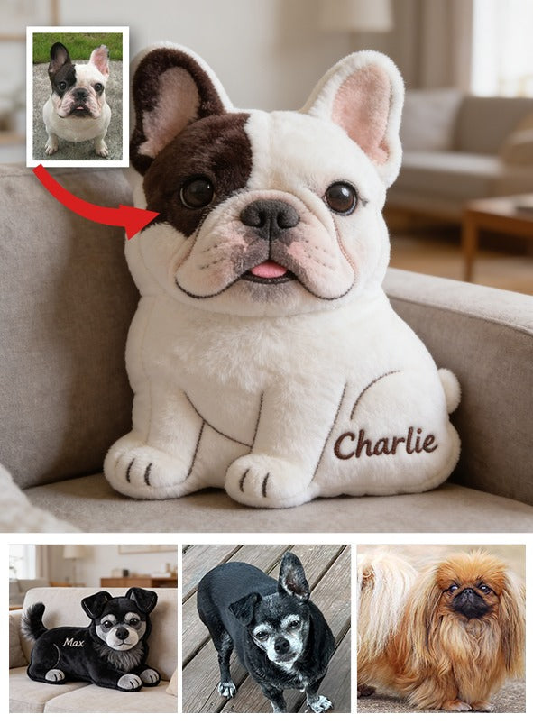 Personalized Sitting French Bulldog Faux Fur Shaped Pillow Custom Dog Lover Home Decor Gift
