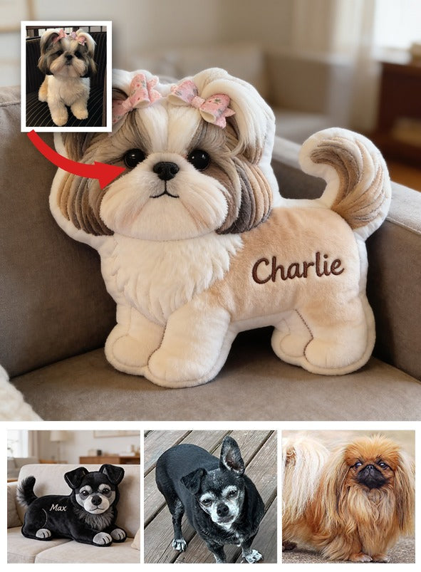 Custom Personalized Fluffy Shih Tzu Shaped Faux Fur Pillow, Dog Lover Home Decor Gift for Pet Owners