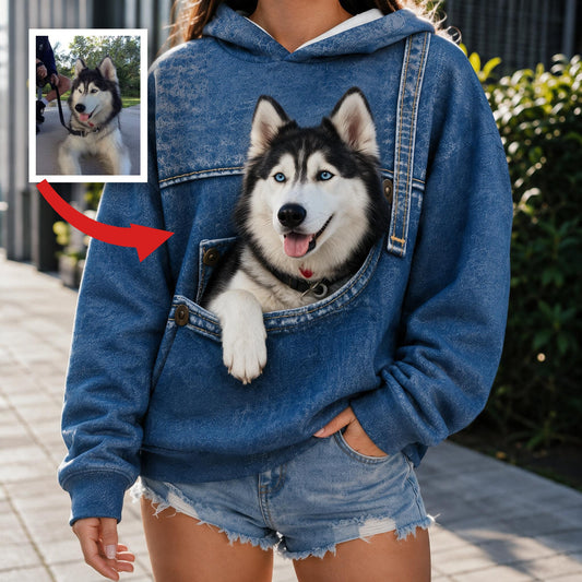 Niedlicher blauäugiger sibirischer Husky Hoodie mit Taschen-Design, tolles Geschenk für Hundebesitzer