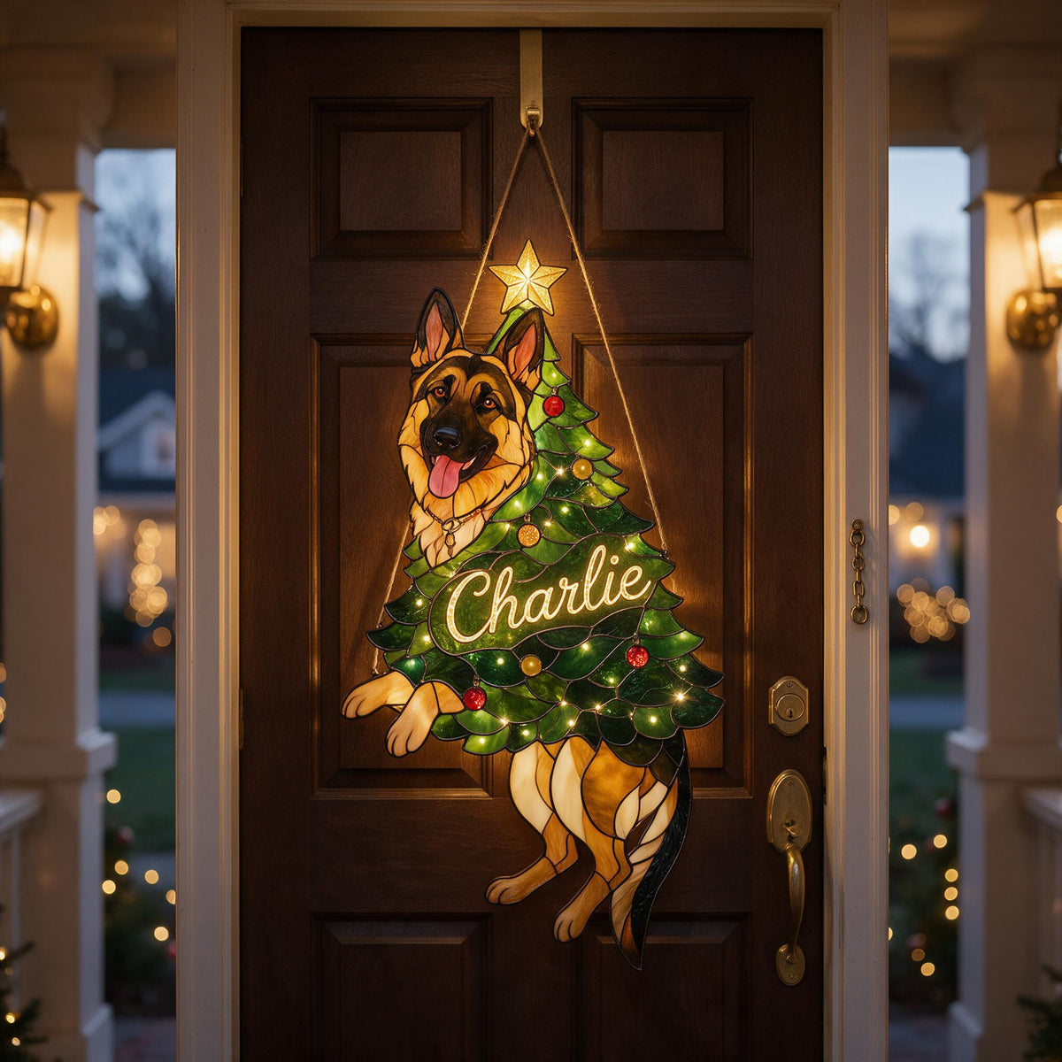 Personalized German Shepherd Christmas LED Acrylic Sign - Custom Merry Little Clinger Dog Lover Holiday Decor Gift